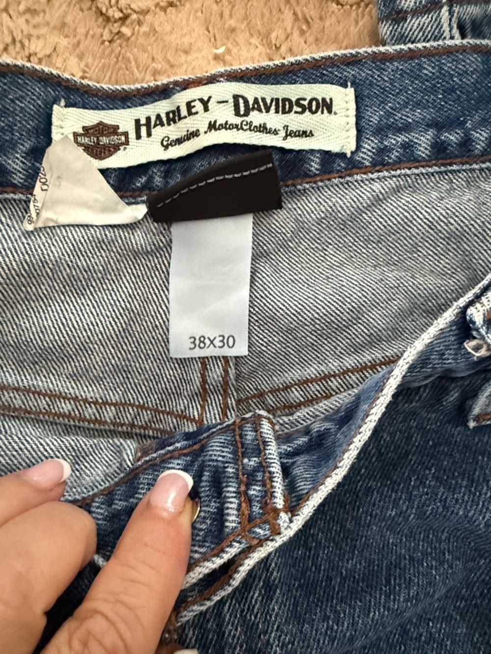 Harley-Davidson Women's Medium Blue Denim Jeans with Contrast Stitching